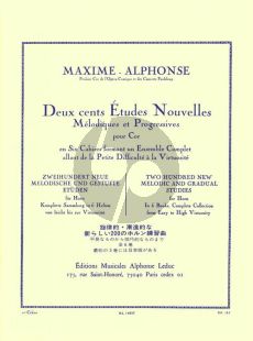 Alphonse 200 Etudes Nouvelles Vol. 1 pour Cor (70 Etudes tres Faciles et Faciles)