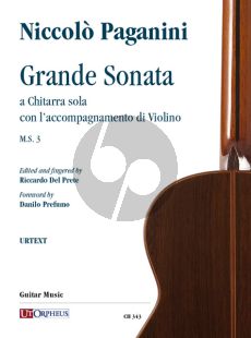 Paganini Grande Sonata a Chitarra sola con l’accompagnamento di Violino M.S. 3