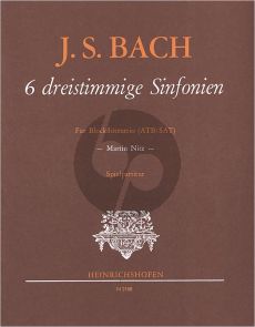 Bach 6 dreistimmige Sinfonien 3 Blockflöten (ATB/SAT) (BWV 791, 792, 794, 796, 799, 801) (Spielpartitur Martin Nitz)