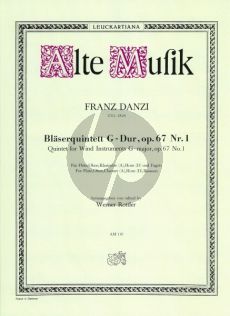 Danzi Quintett G-dur Op. 67 No. 1 Flöte, Oboe, Klarinette (A), Horn (D) und Fagott (Stimmen) (Werner Rottler)