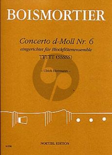 Boismortier Concerto d moll No. 6 5 Blockflöten (TTTTT oder SSSSS) (Part./Stimmen) (Ulrich Herrmann)