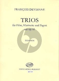 Devienne 3 Trios from Op.61 Flute- Clar.[Bb]-Bassoon (Parts) (György Balassa)