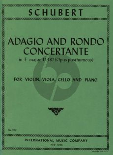 Schubert Adagio & Rondo Concertante F-major D.487 for Piano, Violin, Viola, and Violoncello - Score and Parts