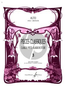 Album Pieces Classiques Vol.3 pour Alto et Piano (Facile [3]-Moyenne Difficulte [4])