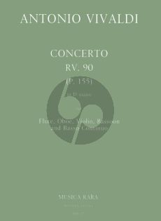 Vivaldi Concerto D-major RV 90 (P.155) Fl.-Ob.-Vi.-Bsn.-Bc (Score/Parts) (David Lasocki)