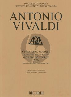 Vivaldi Carae rosae, respirate RV 624 (Motetto) Soprano-Strings Bc (Score) (edited by Michael Talbot)