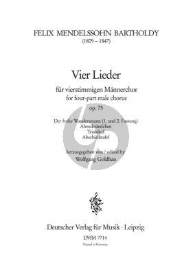Mendelsson 4 Lieder op.75 Mannerchor