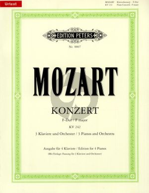 Mozart Konzert F-dur KV 242 (3 Klaviere und Orchester) (Ausgabe für 4 Klaviere) (Urtext)
