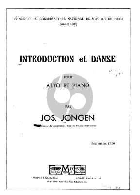 Jongen Introduction & Danse Opus 102 Viola-Piano