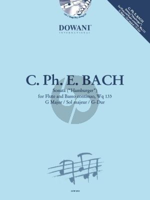 Bach Sonata G-major WQ 133 "Hamburger Sonata" Flute-Bc Boek-CD (Dowani)