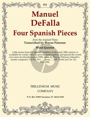 Falla 4 Spanish Pieces for Woodwind Quintet Score (arr. Wayne Peterson)