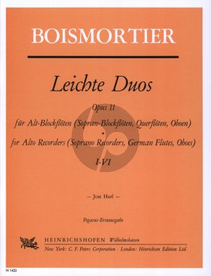 Boismortier Leichte Duos Op.11 (No.1 - 6) Alt- oder Sopranblockfloten oder Floten/Oboen (Herausgegeben von Jost Harf)