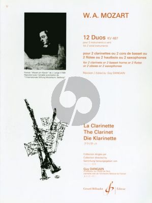 Mozart 12 Duos KV 487 for 2 Clarinets, 2 Basset Horns, 2 Flutes, 2 Oboes or 2 Saxophones (Edited by Guy Dangain) (Elementary/Intermediate)