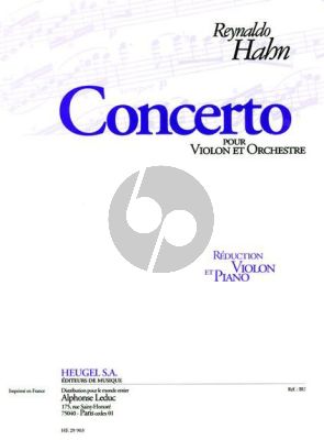 Hahn Concerto Violon et Orchestre (reduction pour Violon et Piano)