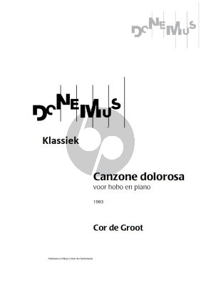 Groot Canzona Dolorosa (1983) for Oboe and Piano Score and Part