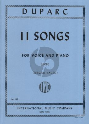 Duparc 11 Songs High (Sergius Kagen)