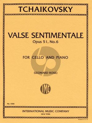 Tchaikovsky Valse sentimentale Op.51 No.6 for Violoncello and Piano (Edited Leonard Rose)