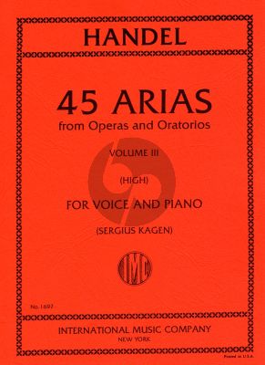 Handel 45 Arias Vol. 3 High Voice and Piano (Sergius Kagen)