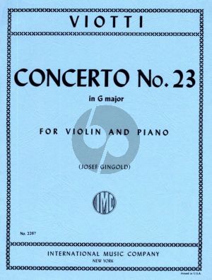 Viotti Concerto No.23 G-major for Violin and Piano (Edited by Josef Gingold)