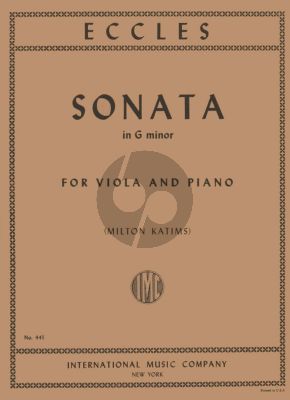 Eccles Sonata g-minor Viola and Piano (arr. Milton Katims)
