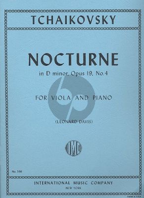 Tchaikovsky Nocturne Op.19 No.4 Viola-Piano (Transcribed by V. Borrissovsky) (Edited by Leonard Davis)