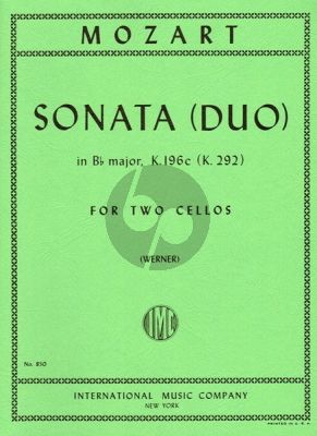 Mozart Sonata B-flat major KV 292 (196c) 2 Violoncellos (Werner)