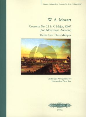 Mozart Andante (Elvira Madigan) from Piano Concerto No.21 C-Major KV 467 for Piano Solo (Unabridged arrangement for Advanced Players) (Arranged by Ian Flint)