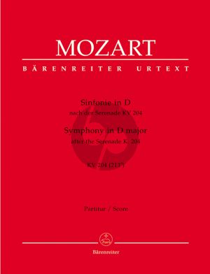 Mozart Symphony D-major based on Serenade K. 204 (213a) Orchestra Full Score (edited by Gunter Hausswald) (Barenreiter-Urtext)