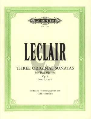 Leclair 3 Sonatas Op.3 No. 2 - 4 - 6 2 Violins (2 Parts) (Carl Hermann)