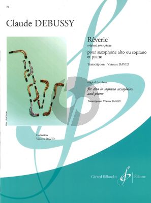 Debussy Reverie saxophone alto (sopr.) et piano (David) (Easy-Interm. Grade 3 - 4)