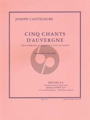 Canteloube 5 Chants d'Auvergne (Soprano-Woodwind Quintet- Harp) (Score/Parts) (arr. Chris Allen)