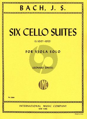 Bach 6 Suites for Viola Solo (orig. Violoncello) (arranged by Leonard Davis) (IMC)