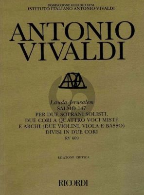 Vivaldi Lauda Jerusalem RV 609 (Psalm 147) 2 Soprano Soli, Double Mixed Choir and Strings Score