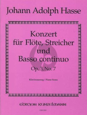 Hasse Concerto Op.3 No.7 (Flute-Str.Bc) Edition Flute and Piani (edited by Istvan Mariassy)