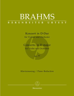 Brahms Concerto D-major Op.77 Violin and Orchestra (piano red.) (edited by Clive Brown) (Barenreiter-Urtext)