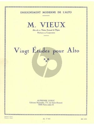 Vieux 20 Etudes pour Alto