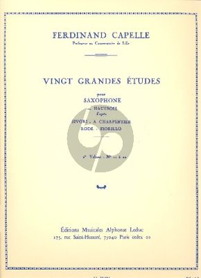 Capelle 20 Grandes Etudes Vol.2 No.11 - 20 Hautbois ou Saxophone (d'apres Sivori-A.Charpentier-Rode & Fiorillo)