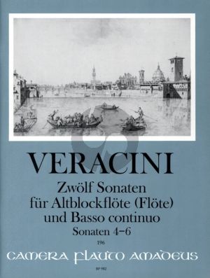 Veracini 12 Sonaten Vol.2 No. 4 - 6 Treble Recorder [Flute]-Bc (edited by Winfried Michel)