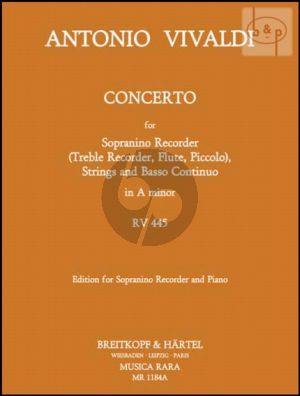 Concerto a-minor RV 455 (Sopranino[Treble/Flute/ Piccolo]-Strings-Bc)