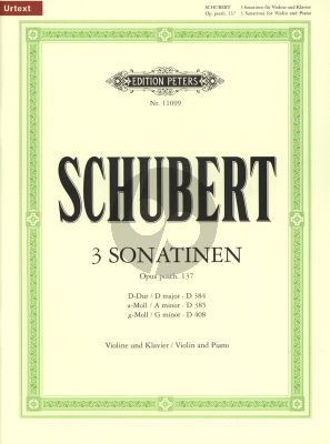 Schubert 3 Sonatinen Op. Posth. 137 Violin and Piano (edited by Klaus Burmeister) (Peters-Urtext)