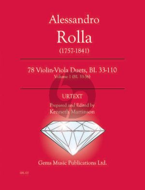 Rolla 78 Duets Volume 1 BI.33 - 36 Violin - Viola (Prepared and Edited by Kenneth Martinson) (Urtext)