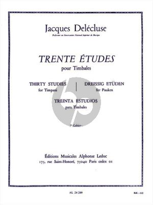 Delecluse 30 Etudes Vol.3 pour Timbales