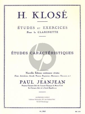 Klose Etudes Caracteristiques pour Clarinette (Paul JeanJean)
