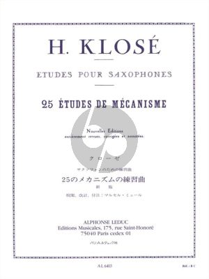 Klose 25 Etudes de Mecanisme Saxophone (Marcel Mule)