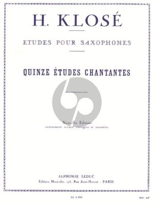 Klose 15 Etudes Chantantes Saxophone (Marcel Mule)