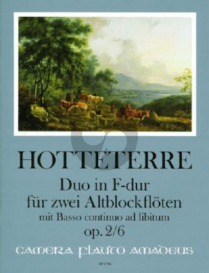 Hotteterre Duo F-dur Op.2 No.6 for 2 Treble Recorders and Bc [Optional] Score and Parts (edited by Winfried Michel)