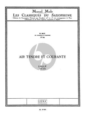 Lully Air Tendre & Courante Saxophone alto et Piano