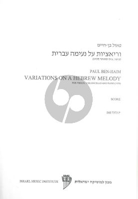 Ben-Haim Variations Hebrew Melody Piano-Violin-Violoncello