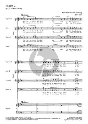 Mendelssohn Warum toben die Heiden Op. 78 No. 1 MWV B41 soli SATB-coro SATB mit Orgel (Partitur) (David Brodbeck)