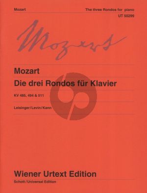 Mozart 3 Rondos KV 485 - 494 - 511 Piano solo (edited by Ulrich Leisinger) (Wiener-Urtext)